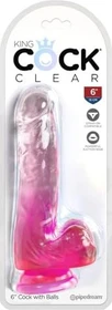 Pipedream King Cock Clear 6" Cock with Balls transparent/pink