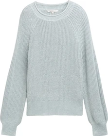 Tom Tailor Strickpullover mit leichten Ballonärmeln Strickpullover silver cloud blue melange (Damen)