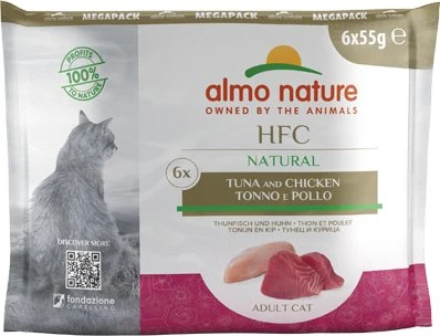 almo nature HFC Natural Cats 55 Mega Pack, Thunfisch und Huhn, 330g (6x 55g)