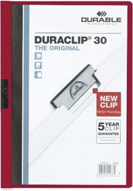 Durable Duraclip 30 Klemmmappe, A4, dunkelrot/transparent, 25er-Pack