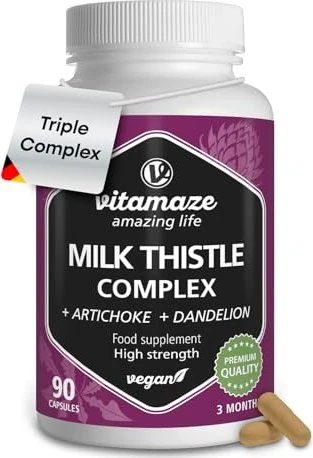 Vitamaze Mariendistel Komplex Artischocke + Löwenzahn vegane Kapseln, 90 Stück