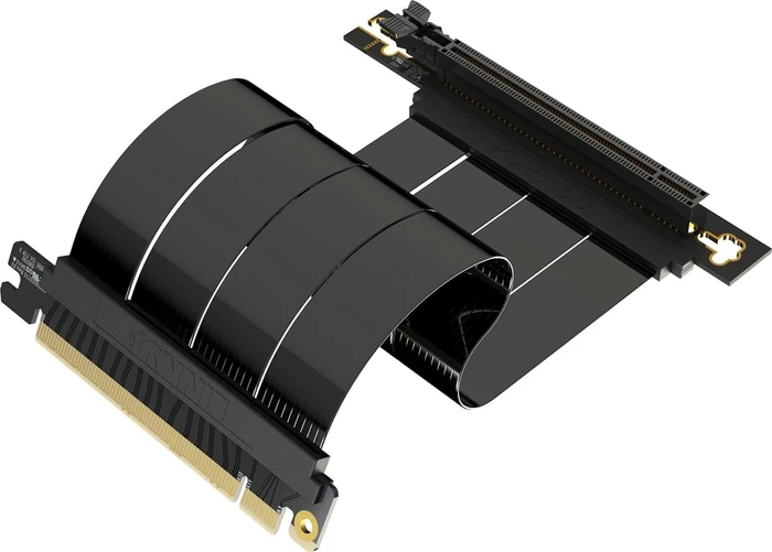 LinkUP AVA5 Riser Kabel, rechts gerichtet, gewinkelt, PCIe 5.0, 200mm, schwarz
