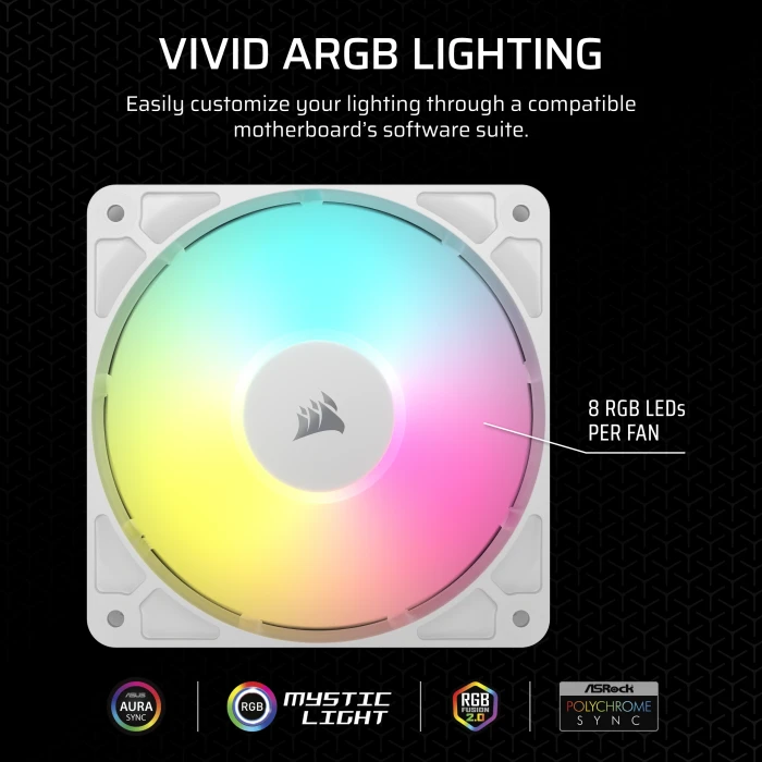 Corsair RS Series RS120 Reverse ARGB, weiß, 120mm, 3er-Pack