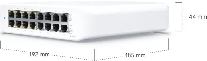 Ubiquiti UniFiSwitch Lite 16 Desktop Gigabit Managed Switch, 16x RJ-45, 45W PoE+
