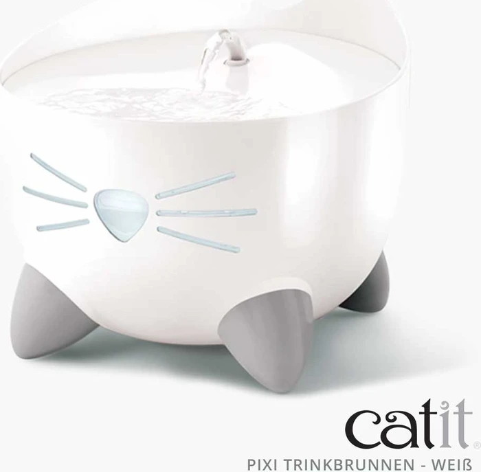 Catit PIXI Trinkbrunnen, LED-Statusanzeige, Trockenlaufschutz, 2.5l, weiß