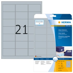 Herma Etiketten Special, 63.5x38.1mm, silber, glänzend, 25 Blatt (525 Etiketten)
