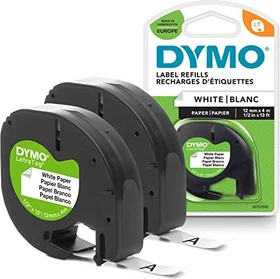 Dymo LetraTag Beschriftungsband, 12mm, schwarz/weiß