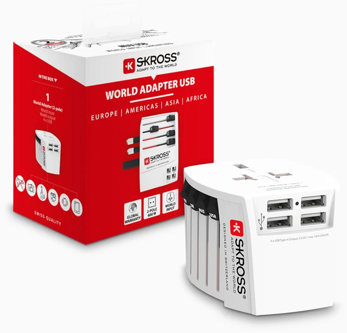 Skross World Travel Adapter MUV USB (4xA), 4x USB-A, weiß