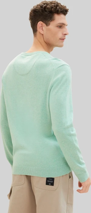 Tom Tailor Strickpullover mit V-Ausschnitt aus Baumwolle Strickpullover grün (Herren)
