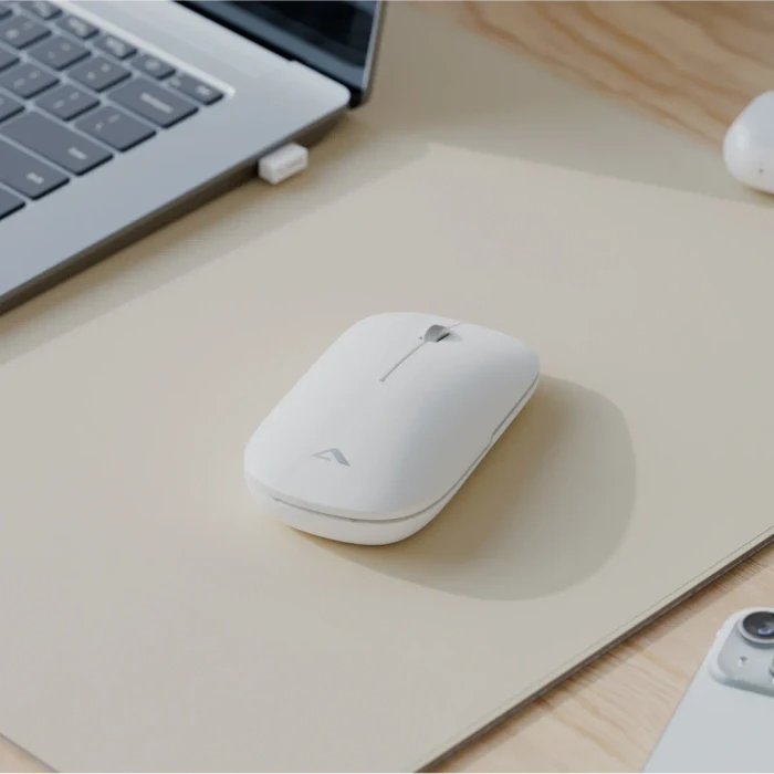 Alogic Hush USB-C Rechargeable Wireless Mouse weiß, USB/Bluetooth