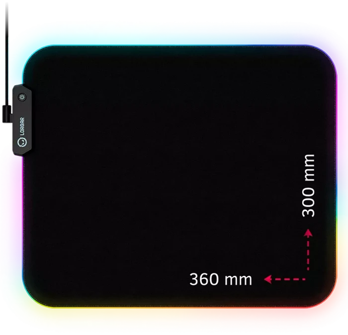 Lorgar Steller 913 Medium RGB Gaming Mousepad, 360x300mm, schwarz