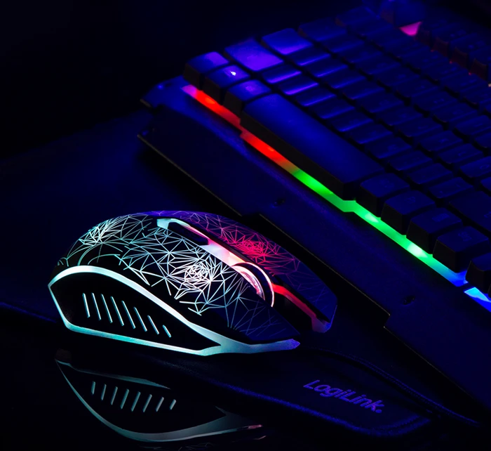LogiLink Gaming-Tastatur-Set, beleuchtete Tastatur, beleuchtete Maus und Mauspad, USB, DE