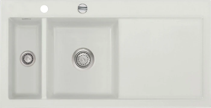 systemceram Mera 100 F Einbau Becken links mit Ablauffernbedienung alu
