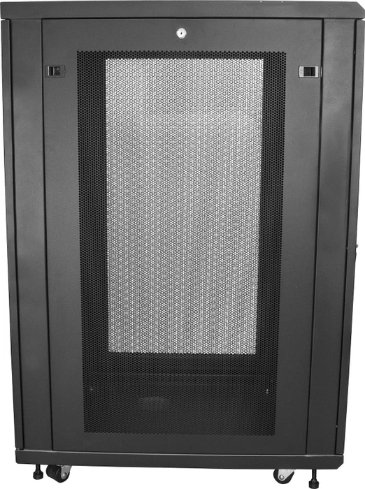 StarTech RK2433BKM Serverschrank 24HE, mit Rollen, Sicherheitsglastür, schwarz, 853mm tief