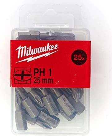 Milwaukee Kreuzschlitz Bit 1/4", PH1x25mm, 25 Stück