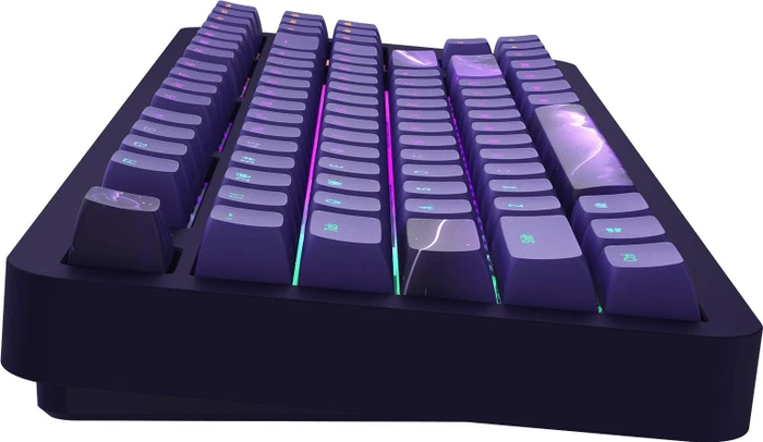 Dark Project ALU87B Celestial Gaming Keyboard, violett, LEDs RGB, g3ms Voidstone Silent, USB, US