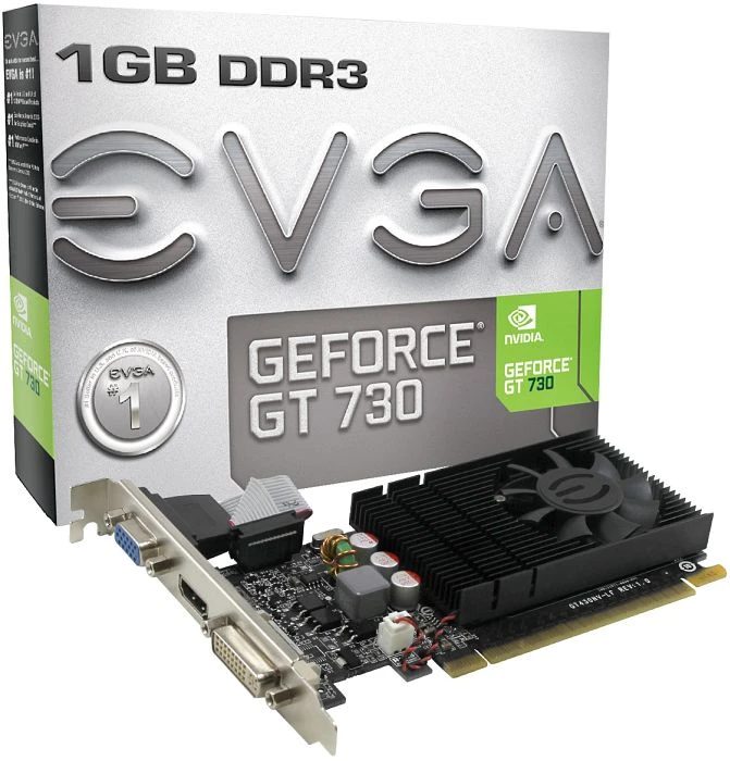 EVGA GeForce GT 730 low profile, 1GB DDR3, VGA, DVI, HDMI