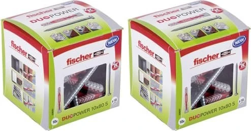 fischer DuoPower 10x80 S Schrauben/Dübel-Sortiment, 10 Stück