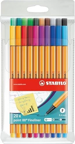 STABILO point 88 sortiert, 20er-Set, Aufbewahrungstasche