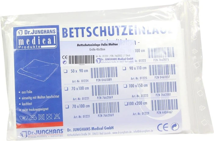 Dr. Junghans Medical Folie/Molton Bettschutzeinlage, 40x50cm, 1 Stück