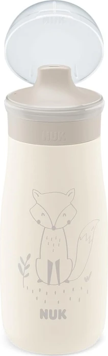 NUK Mini-Me Sip Edelstahl Trinkflasche mit Trinkaufsatz, 9+M, 300ml, beige
