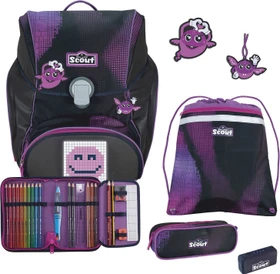 Scout Alpha Movie Star Pink Pixel mit PowerBank Schultaschen-Set, 4-tlg.
