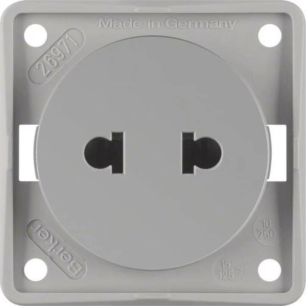Berker Integro FLOW Steckdose Euro amerikanischer Standard, grau matt