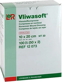 Lohmann & Rauscher Vliwasoft Vlieskompressen 6-lagig steril, 20 x 10cm, 100 Stück (50x 2 Stück)