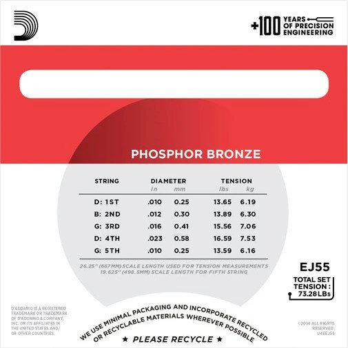 D'Addario 5-String Banjo Phosphor Bronze Medium