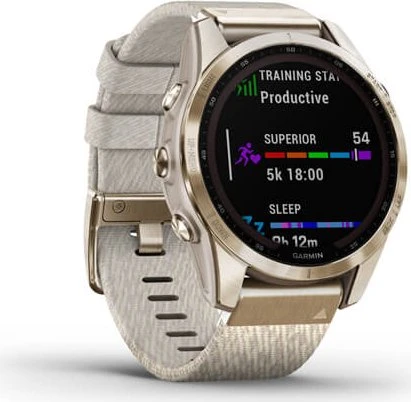 Garmin Fenix 7S Sapphire Solar cream gold titanium/cream heather