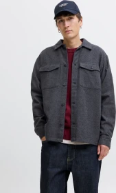 Jack & Jones Relaxed Fit Hemd langarm dark grey melange (Herren)