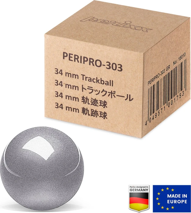 Perixx PERIPRO-303GSL 34mm für Perimice und Logitech M570, Ersatz-Trackball, silber