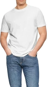 s.Oliver Flammgarnstruktur Logo-Print T-Shirt kurzarm weiß (Herren)