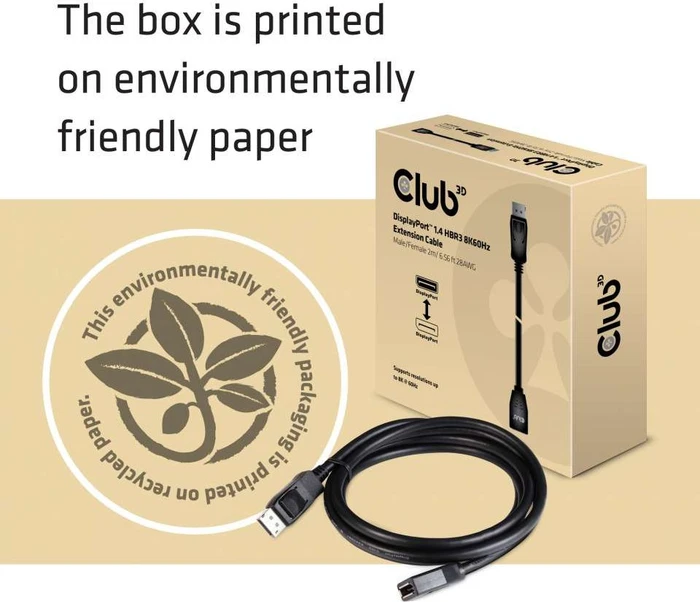 Club 3D DisplayPort 1.4 Verlängerungskabel HBR3 8K60Hz schwarz, 2m