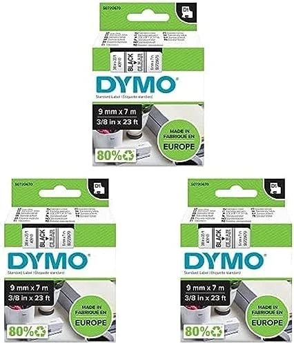 Dymo D1 Beschriftungsband, 9mm, schwarz/transparent