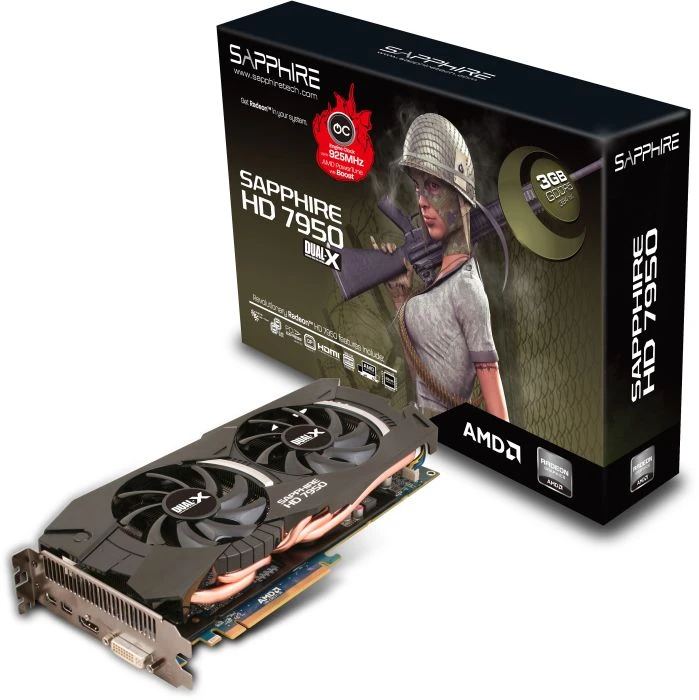 Sapphire Radeon HD 7950 Boost Dual-X, 3GB GDDR5, DVI, HDMI, 2x mDP, full retail