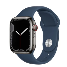 Apple Watch Series 7 (GPS + Cellular) 41mm Edelstahl graphit mit Sportarmband abyssblau