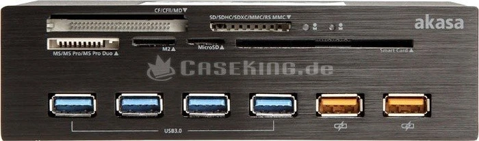 Akasa InterConnect EX Multi-Slot-Cardreader, USB 3.0 19-Pin Stecksockel [Stecker]