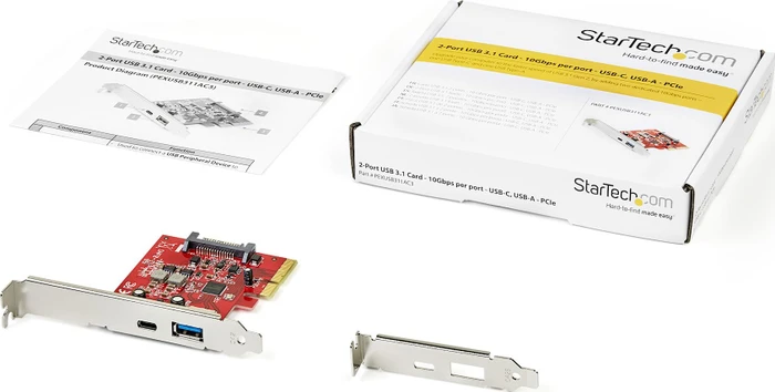 StarTech 1x USB-C 3.1, 1x USB-A 3.1, PCIe 3.0 x4