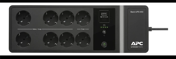 APC Back-UPS, 650VA, Steckdosenleiste, 8x Schuko, USB