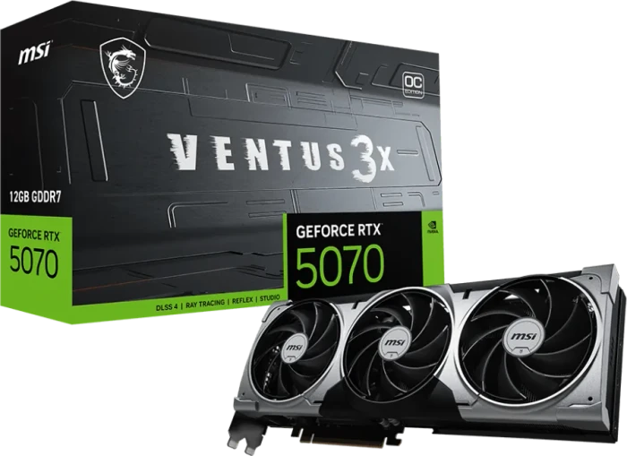 MSI GeForce RTX 5070 12G Ventus 3X OC, G5070-12V3C, 12GB GDDR7, HDMI, 3x DP