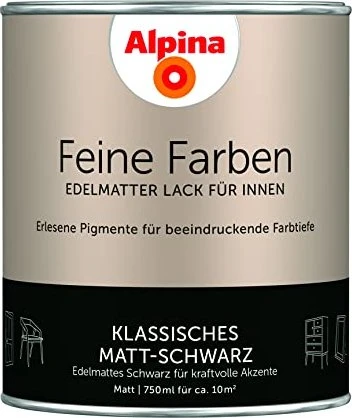 Alpina Farben Feine Farben Lack Klassisches innen schwarz-matt, 750ml