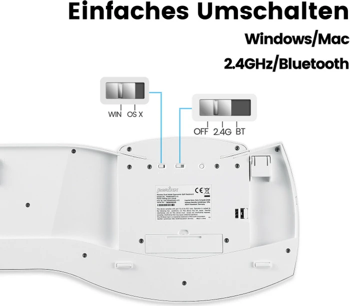 Perixx Periboard-612W, weiß, USB/Bluetooth, DE