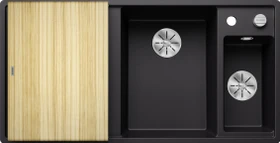 Blanco Axia III 6 S InFino Becken rechts mit Ablauffernbedienung schwarz inkl. Holzschneidebrett