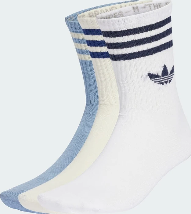 adidas 3-Streifen Crew Socken white/tactile blue/cream white, 3 Paare