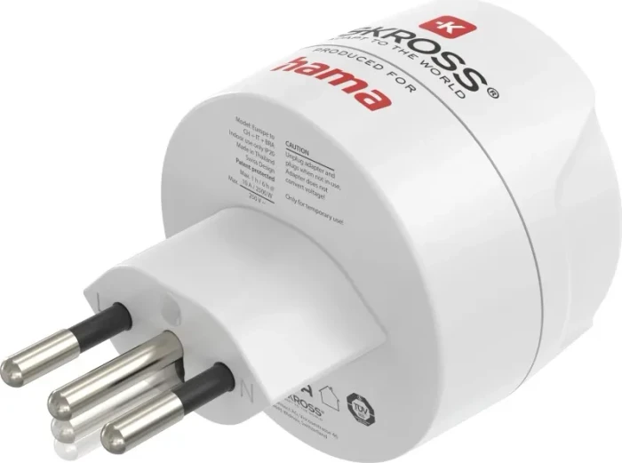 Hama Reiseadapter Typ J/Typ L/Typ N, 3-polig, für Schweiz, Italien und Brasilien