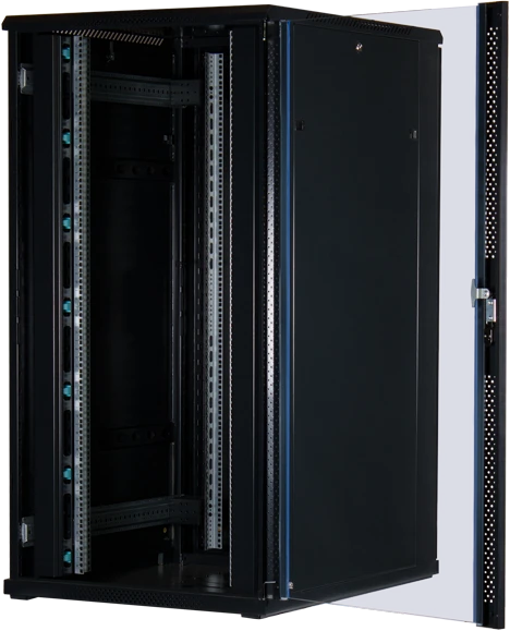 Rockstable 19" Serverschrank 32HE, Sicherheitsglastür, IP2X, schwarz, 1000mm tief