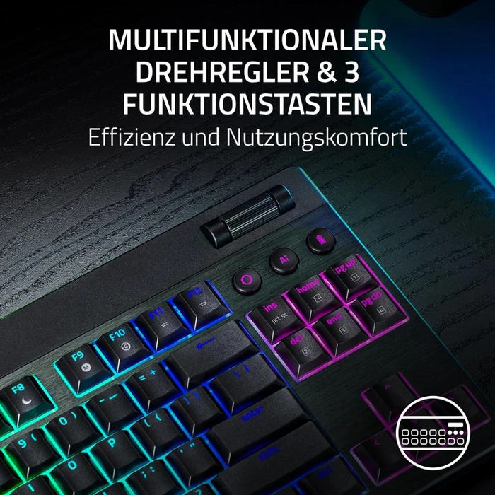 Razer BlackWidow V4 Low-Profile TKL HyperSpeed, Razer Low-Profile ORANGE Tactile, USB/Bluetooth, UK