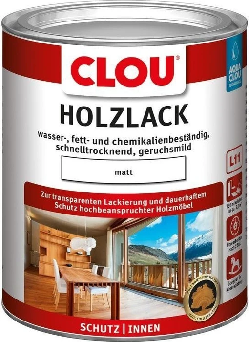CLOU L11 Aqua CLOU Holzlack matt farblos, 750ml