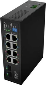 Lanberg ILGE Railmount Gigabit Switch, 8x RJ-45, 2x SFP, 120W PoE++ (ILGE-8P-2S-120)